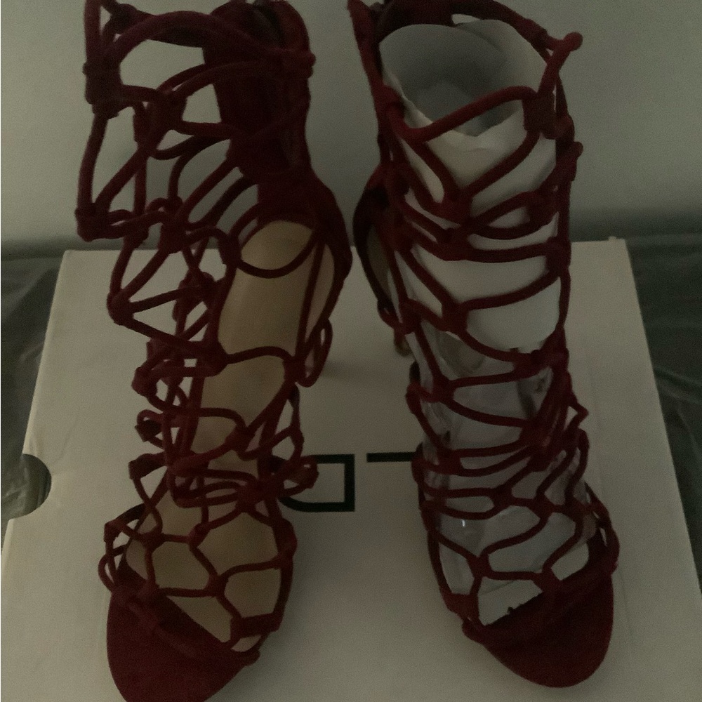 Aldo Burgundy Strappy Heels